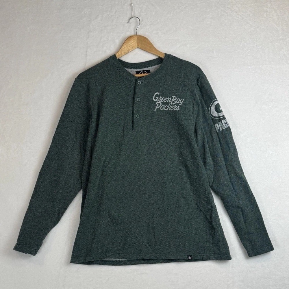 '47 Brand Green Green Bay Packers Henley Long Sleeve Shirt XL